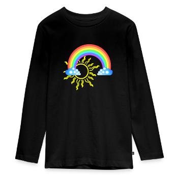 Regenbogen - Teenager Premium Bio Langarmshirt - Schwarz - Vorne - AI Model Kid Female (0cm)