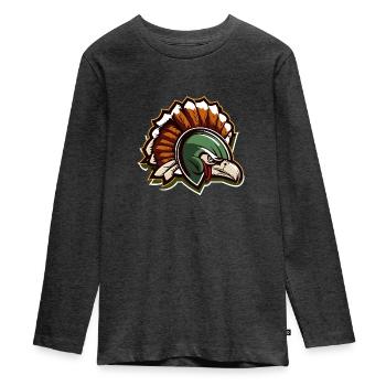 Gobble and Tackle Thanksgiving American Football - Teenager Premium Organic Long Sleeve Shirt - heather anthracite - Front - AI Model Kid Female (0cm)
