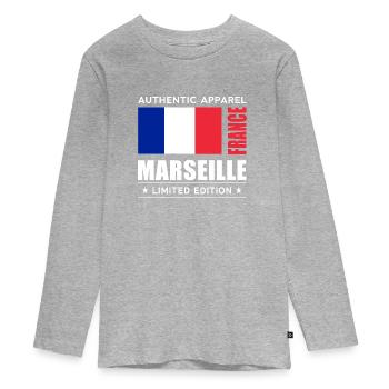 Marseille - T-shirt manches longues Premium Ado - gris chiné - Devant
