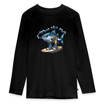 What the Fish - Chemise Surfer Meme drôle - T-shirt manches longues Premium Ado - noir - Devant - AI Model Kid Female (0cm)