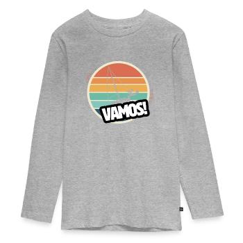 Vamos Retro Veil - Teenager Premium Organic Long Sleeve Shirt - heather grey - Front