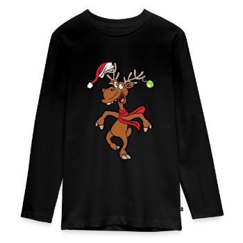 Lustiges Rentier - Teenager Premium Bio Langarmshirt - Schwarz - Vorne - AI Model Kid Female (0cm)