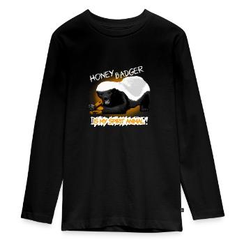 Honey Badger - Teenager Premium Organic Long Sleeve Shirt - black - Front - AI Model Kid Female (0cm)