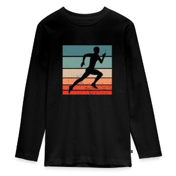 Retro Endurance Sports Fan Marathon Trainings - Teenager Premium Organic Long Sleeve Shirt - black - Front - AI Model Kid Female (0cm)