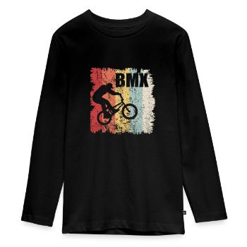 Vélo BMX - T-shirt manches longues Premium Ado - noir - Devant - AI Model Kid Female (0cm)