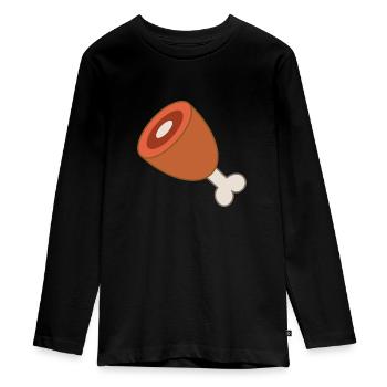 Meat Leg - Teenager Premium Organic Long Sleeve Shirt - black - Front - AI Model Kid Female (0cm)