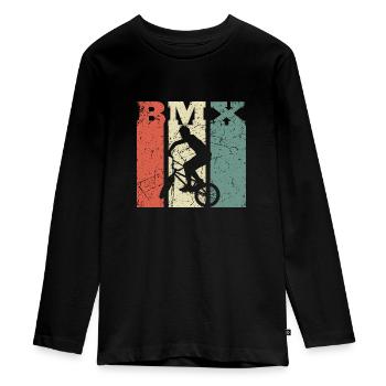 BMX Enfants Shirt Vintage Retro Hobby Vélo VTT - T-shirt manches longues Premium Ado - noir - Devant - AI Model Kid Female (0cm)