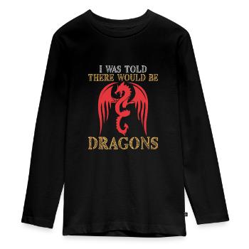 Drache Drachen Design Fabelwesen Phantasie - Teenager Premium Bio Langarmshirt - Schwarz - Vorne - AI Model Kid Female (0cm)
