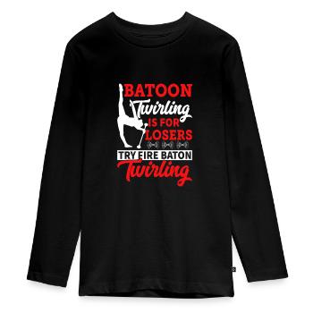 Rouler des matraques, c’est pour les perdants. - T-shirt manches longues Premium Ado - noir - Devant - AI Model Kid Female (0cm)