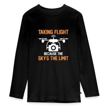 Drone Quadcopter Drone Pilot - Teenager Premium Organic Long Sleeve Shirt - black - Front - AI Model Kid Female (0cm)