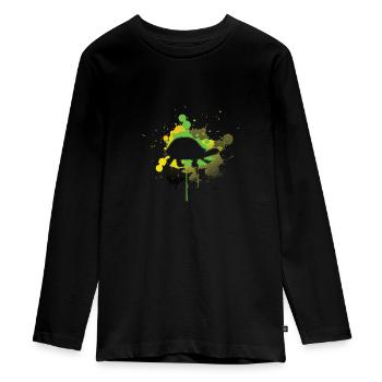 Fast turtle leaves only imprint - Teenager Premium Organic Long Sleeve Shirt - black - Front - AI Model Kid Female (0cm)