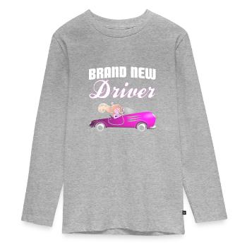 Permis de conduire femme - T-shirt manches longues Premium Ado - gris chiné - Devant