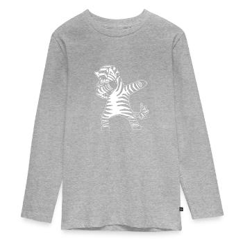 Dabping Zebra - Teenager Premium Bio Langarmshirt - Grau meliert - Vorne