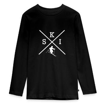 Ski - Teenager Premium Bio Langarmshirt - Schwarz - Vorne - AI Model Kid Female (0cm)