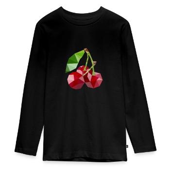 Low poly cherry - Teenager Premium Organic Long Sleeve Shirt - black - Front - AI Model Kid Female (0cm)