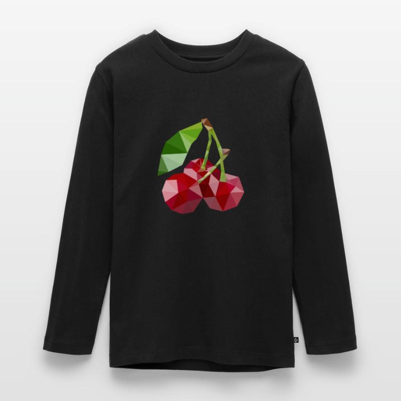 Low Poly Kirsche Teenager Premium Bio Langarmshirt