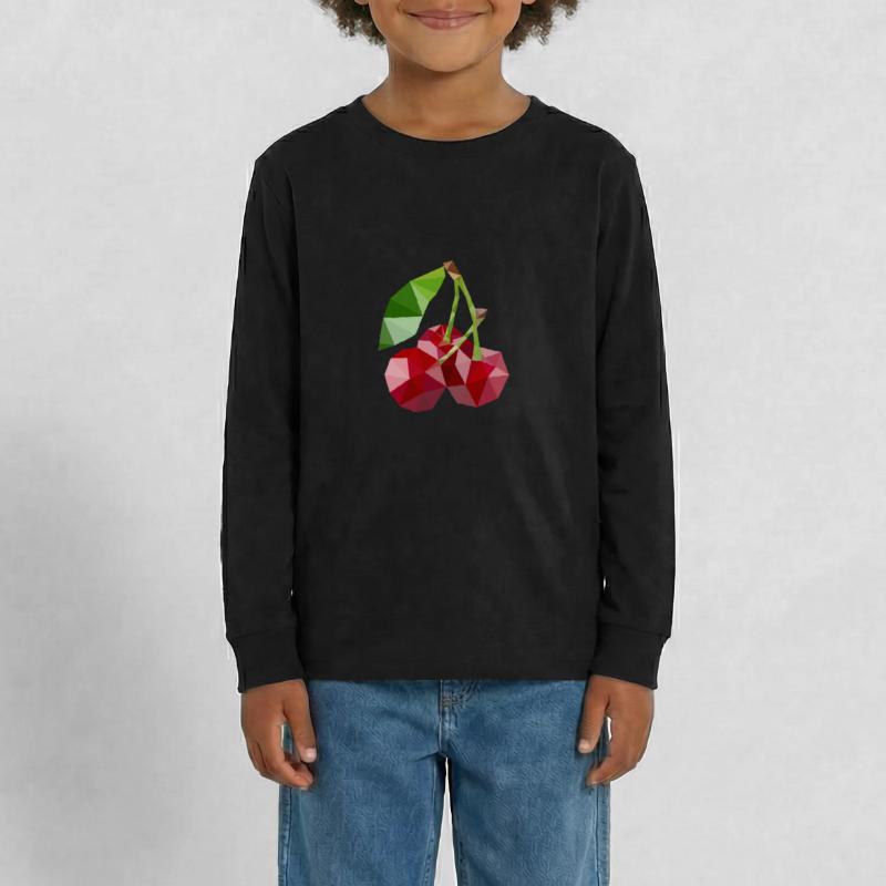 Low Poly Kirsche Teenager Premium Bio Langarmshirt