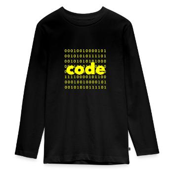 code - Teenager Premium Organic Long Sleeve Shirt - black - Front - AI Model Kid Female (0cm)