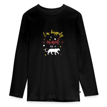 Jaguar - happily owned by a jaguar - Teenager Premium Organic Long Sleeve Shirt - black - Front - AI Model Kid Female (0cm)