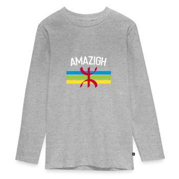 Amazigh - Teenager Premium Bio Langarmshirt - Grau meliert - Vorne