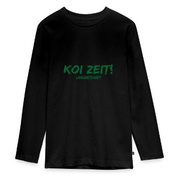 Koi zeit landwirtschaft Traktor Geschenk Spruch - Teenager Premium Bio Langarmshirt - Schwarz - Vorne - AI Model Kid Female (0cm)