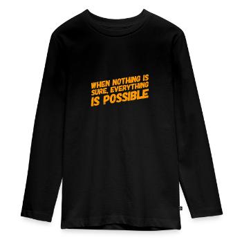 i am an optimist - Teenager Premium Organic Long Sleeve Shirt - black - Front - AI Model Kid Female (0cm)