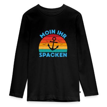 Moin her spacken anchor North Sea saying lake gift - Teenager Premium Organic Long Sleeve Shirt - black - Front - AI Model Kid Female (0cm)