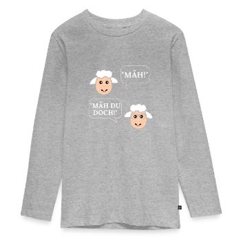 Funny entertainment mowing sheep sheep - Teenager Premium Organic Long Sleeve Shirt - heather grey - Front