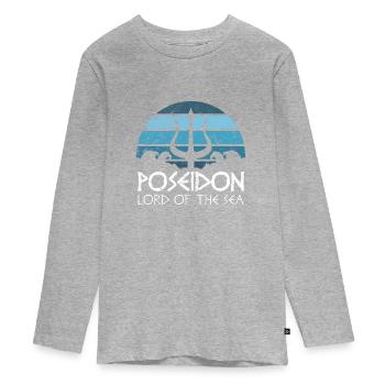 Dieu grec ancien cadeau Poseidon pour un - T-shirt manches longues Premium Ado - gris chiné - Devant
