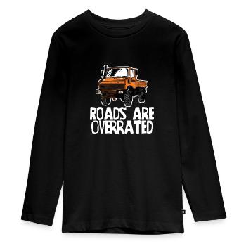 Roads are overrated - Unimog - Offroad - Oldtimer - Teenager Premium Bio Langarmshirt - Schwarz - Vorne - AI Model Kid Female (0cm)