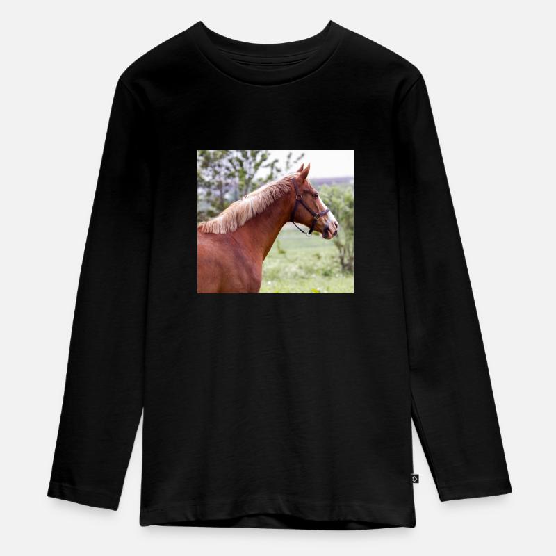 Cheval. Cheval. - T-shirt manches longues Premium Ado - noir