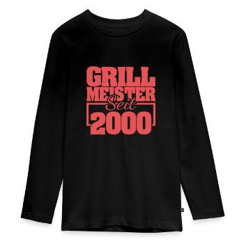 2000 - Teenager Premium Organic Long Sleeve Shirt - black - Front - AI Model Kid Female (0cm)