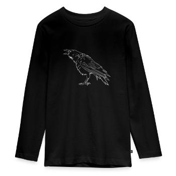 white raven - Teenager Premium Organic Long Sleeve Shirt - black - Front - AI Model Kid Female (0cm)