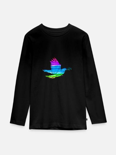 Friedenstaube - Teenager Premium Bio Langarmshirt - Schwarz