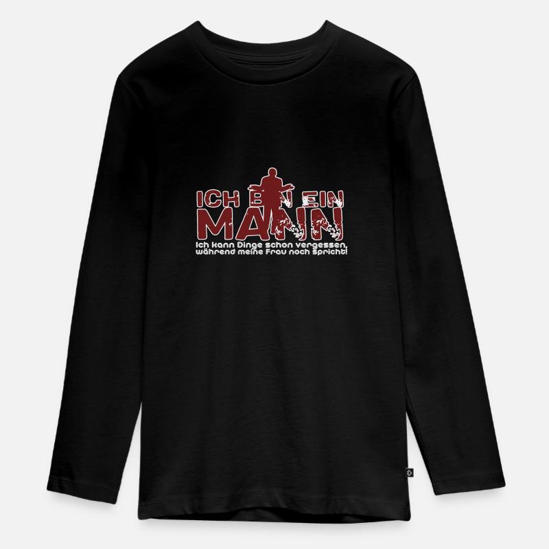 Ich bin ein Mann Spruch - Teenager Premium Bio Langarmshirt - Schwarz