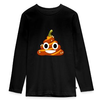 Poo Kürbis Halloween Poop - Teenager Premium Bio Langarmshirt - Schwarz - Vorne - AI Model Kid Female (0cm)