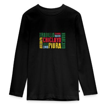 Peru Lima Gift Cusco Party Arequipa Backpacker - Teenager Premium Organic Long Sleeve Shirt - black - Front - AI Model Kid Female (0cm)