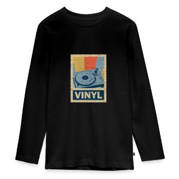 Vinyl Record Classic Gift Retro Vintage 70s - Teenager Premium Organic Long Sleeve Shirt - black - Front - AI Model Kid Female (0cm)