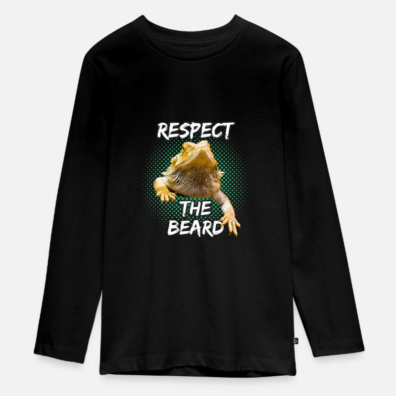 Respect The Beard Bearded Dragon Bartagame Echse - Teenager Premium Bio Langarmshirt - Schwarz