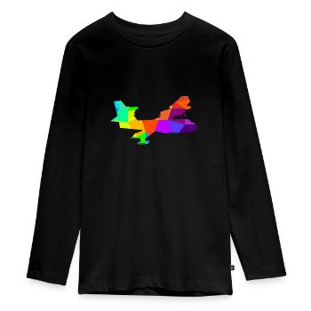 Avion de lutte contre les incendies coloré des avions des pompiers - T-shirt manches longues Premium Ado - noir - Devant - AI Model Kid Female (0cm)