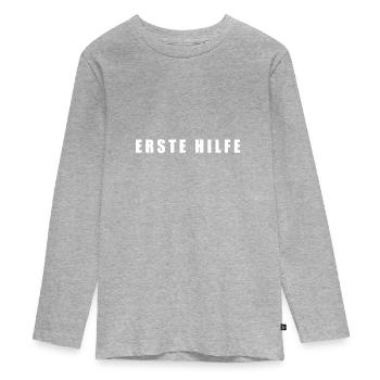 Erste Hilfe - Teenager Premium Bio Langarmshirt - Grau meliert - Vorne