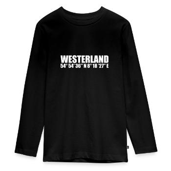 Westerland Koordinaten - Teenager Premium Bio Langarmshirt - Schwarz - Vorne - AI Model Kid Female (0cm)