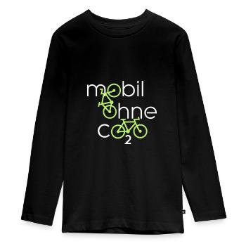 Mobile without co2 - Teenager Premium Organic Long Sleeve Shirt - black - Front - AI Model Kid Female (0cm)