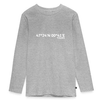 Tours Coordinates - Teenager Premium Organic Long Sleeve Shirt - heather grey - Front
