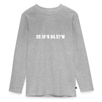 Coordonnées de Cincinnati, Ohio, États-Unis - T-shirt manches longues Premium Ado - gris chiné - Devant