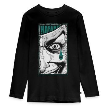 Joker Batman Teardrop - Teenager Premium Organic Long Sleeve Shirt - black - Front - AI Model Kid Female (0cm)