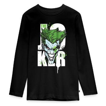 Joker Portrait - Teenager Premium Organic Long Sleeve Shirt - black - Front - AI Model Kid Female (0cm)