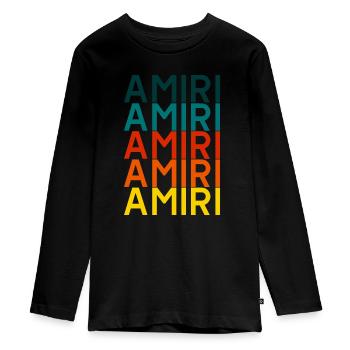 Amiri design pour enfants et adultes - T-shirt manches longues Premium Ado - noir - Devant - AI Model Kid Female (0cm)