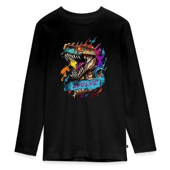 Roaring Evolution - Teenager Premium Organic Long Sleeve Shirt - black - Front - AI Model Kid Female (0cm)