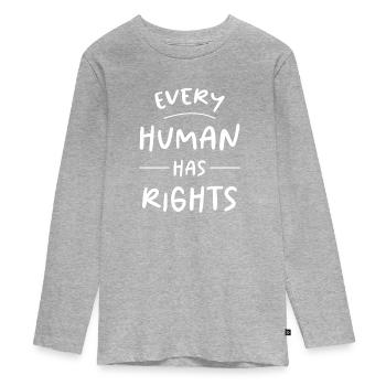 Menschenrechte Politik Freiheit Demonstrieren - Teenager Premium Bio Langarmshirt - Grau meliert - Vorne